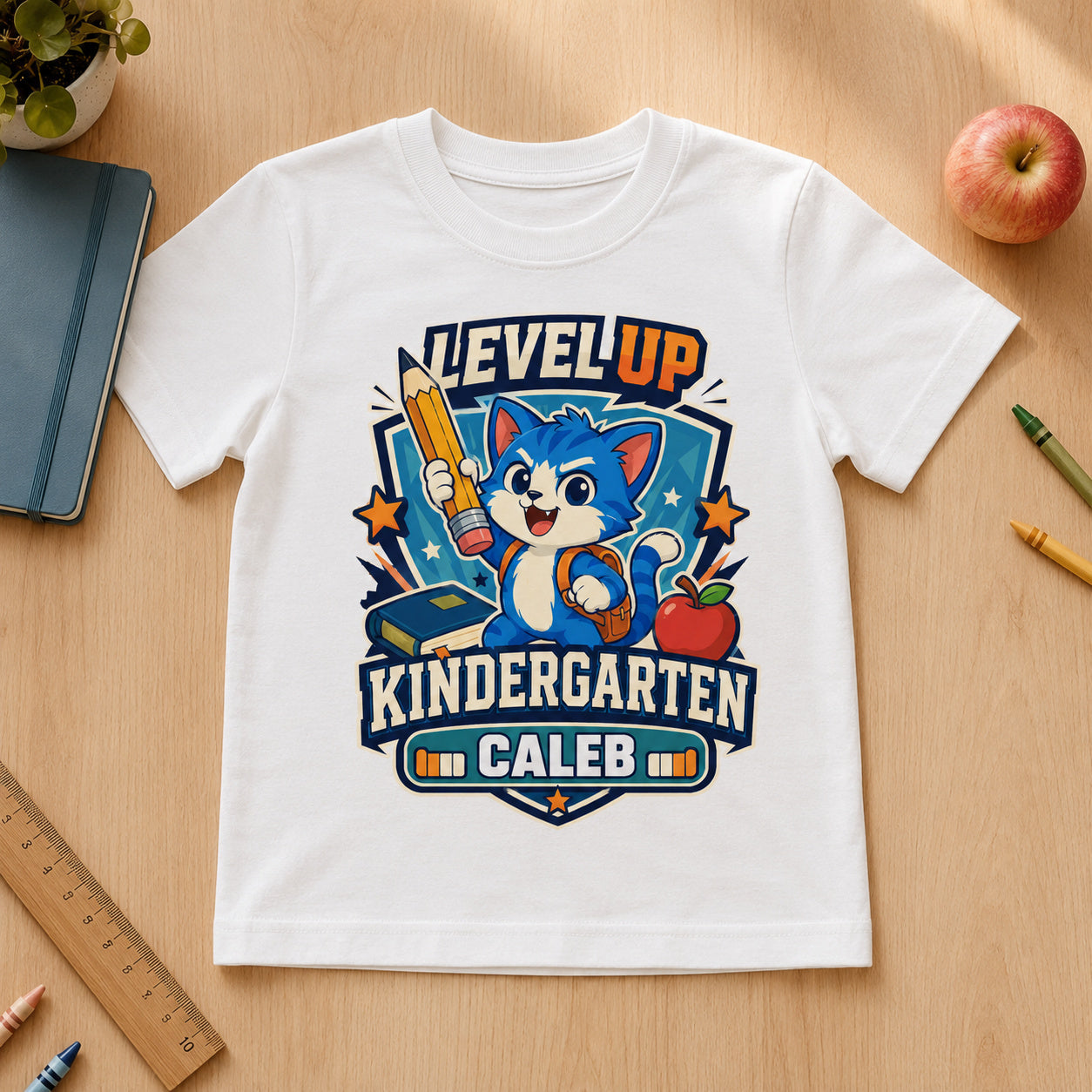 Personalized Level Up Cat Name & Grade Shirt