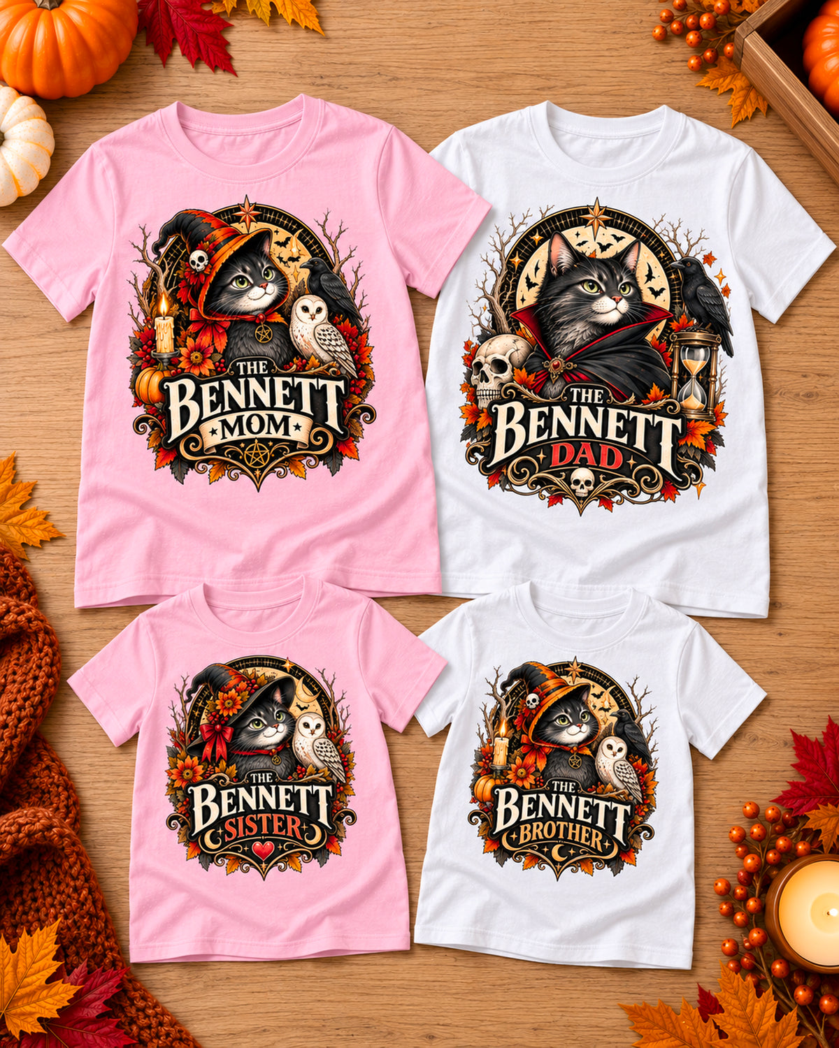 Personalized Matching Family Halloween Cat Shirts