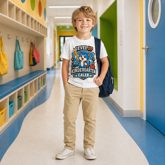 Personalized Level Up Cat Name & Grade Shirt