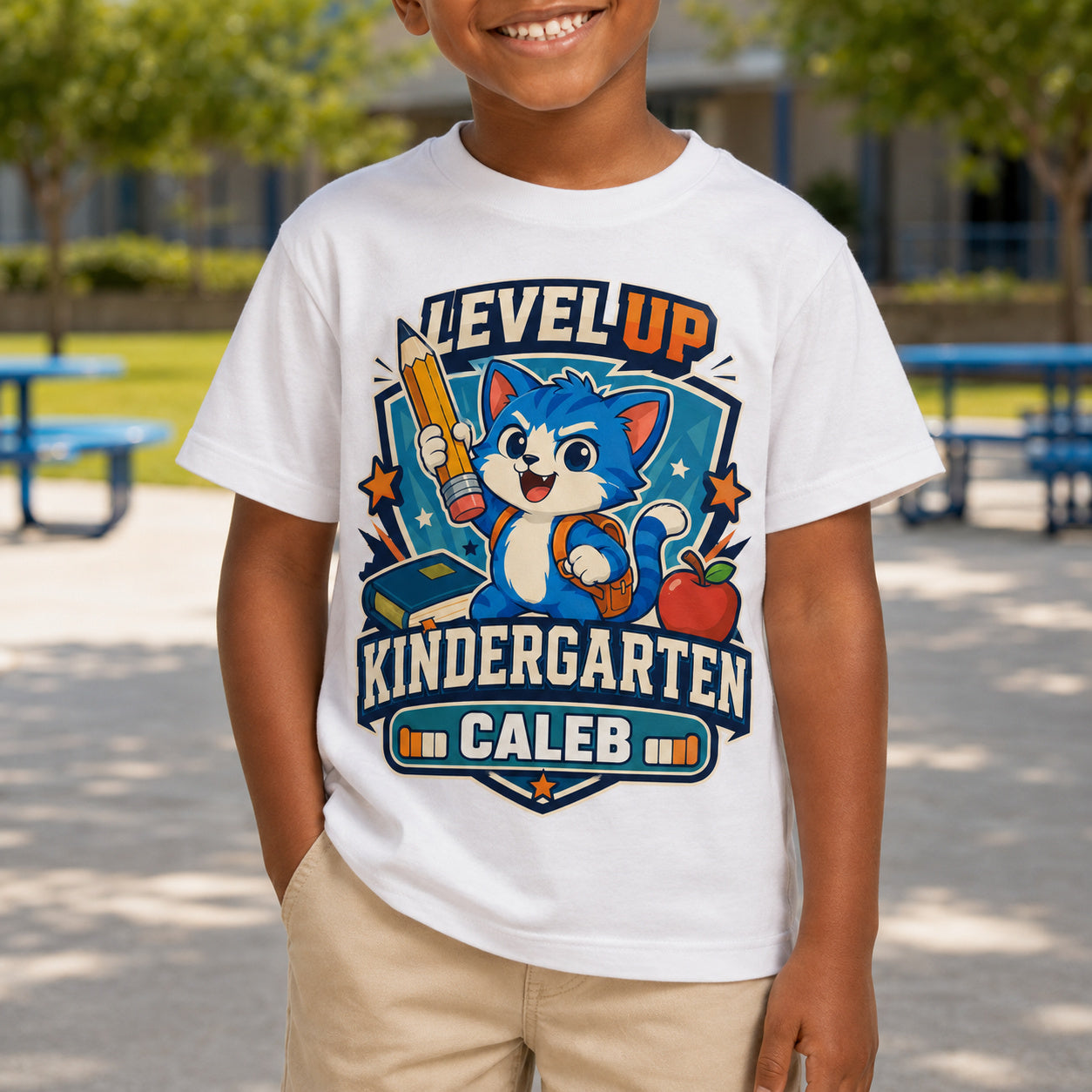 Personalized Level Up Cat Name & Grade Shirt