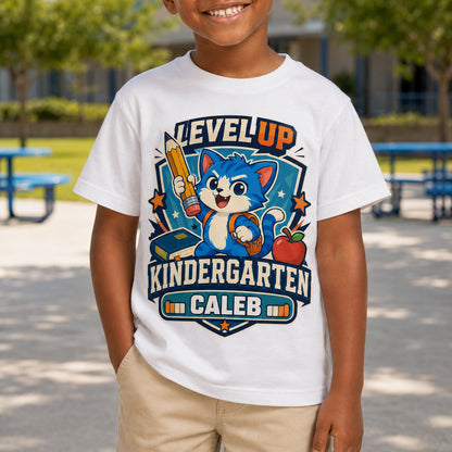 Personalized Level Up Cat Name & Grade Shirt