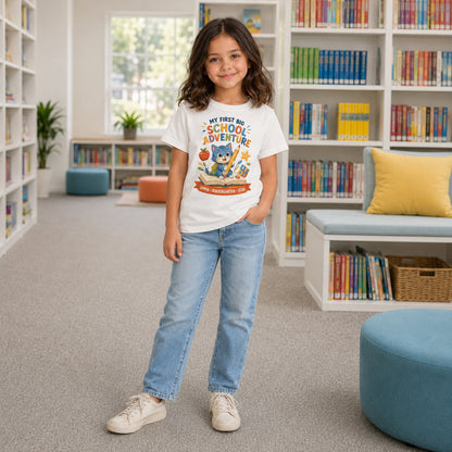 Personalized First Big School Adventure Cat Name & Grade Shirt