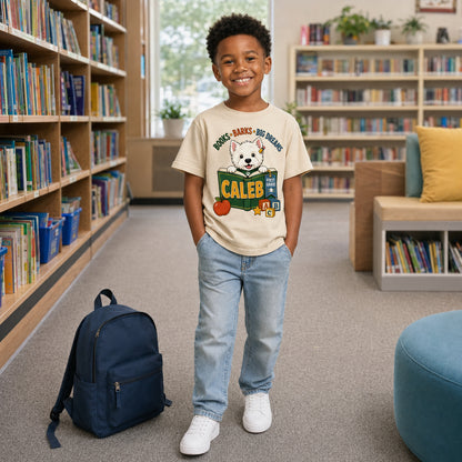 Personalized Books, Barks & Big Dreams Dog Name & Grade Shirt