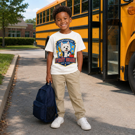Personalized First-Day Dog Name & Grade Shirt