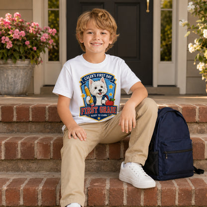Personalized First-Day Dog Name & Grade Shirt