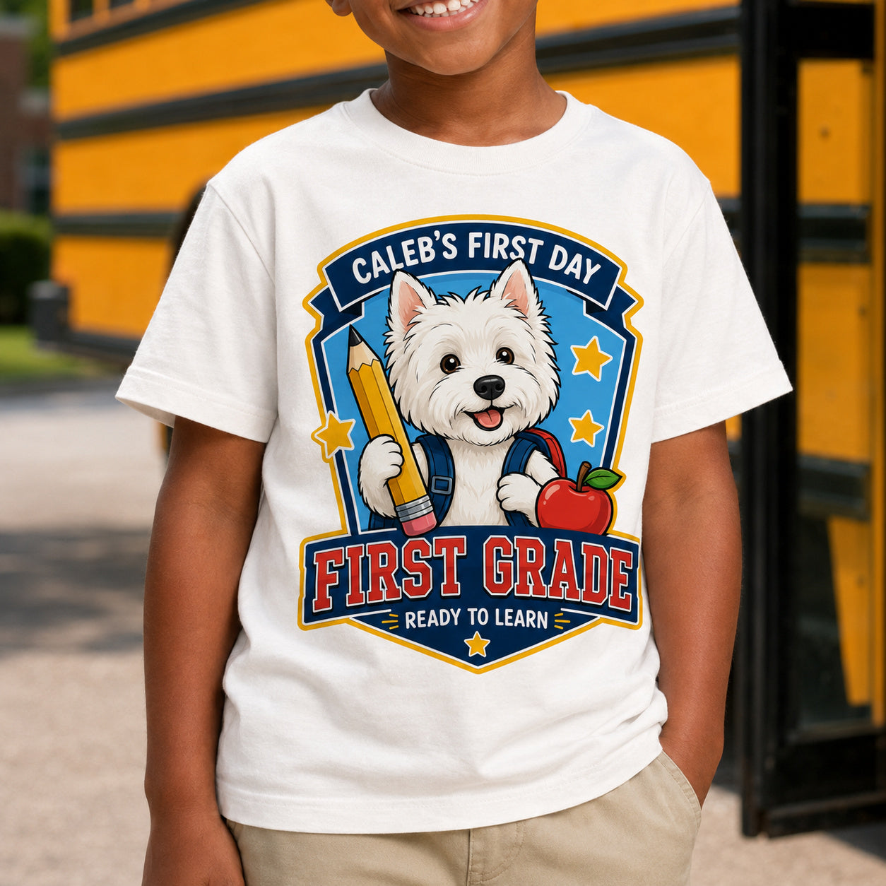 Personalized First-Day Dog Name & Grade Shirt