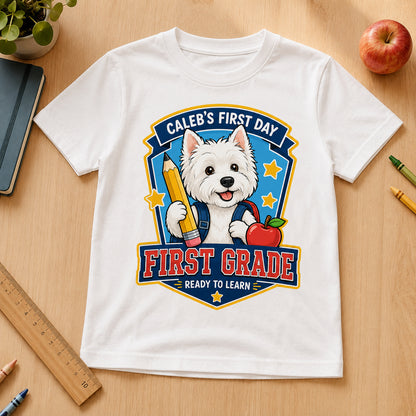 Personalized First-Day Dog Name & Grade Shirt