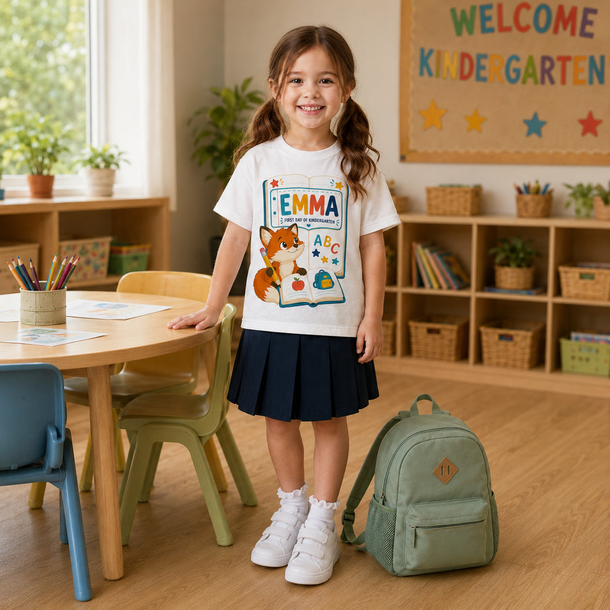 Personalized Storybook Fox Name & Grade First-Day Shirt
