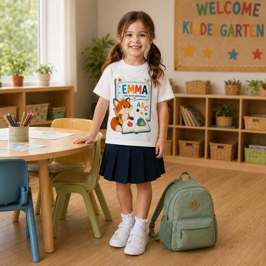 Personalized Storybook Fox Name & Grade First-Day Shirt