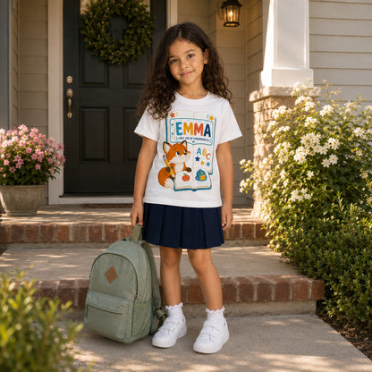 Personalized Storybook Fox Name & Grade First-Day Shirt