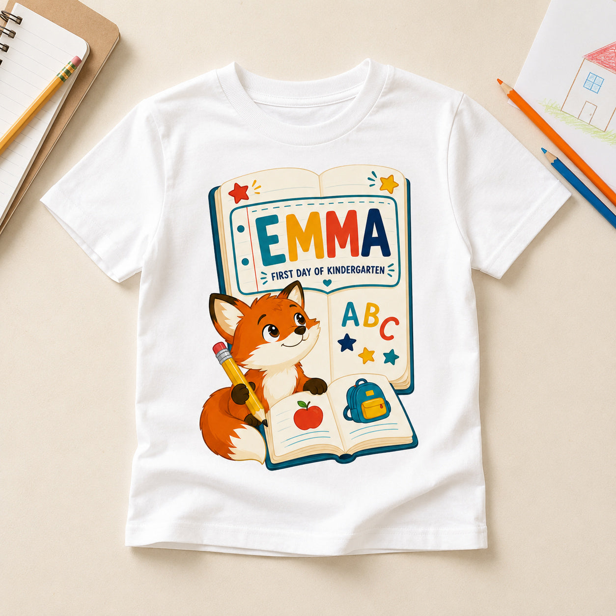 Personalized Storybook Fox Name & Grade First-Day Shirt